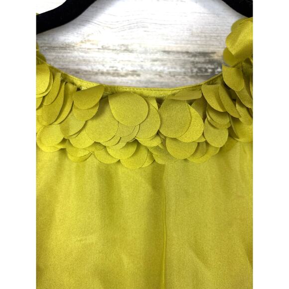 J.Crew Women’s Small Olive Green Silk Ruffle Neck Sleeveless Button Up Blouse - Picture 5 of 5